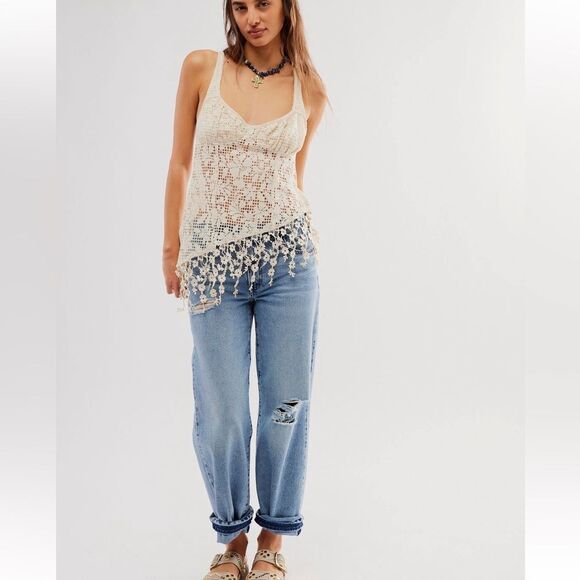 Free People Alisabeth Crochet Lace Tunic Top NWOT - Picture 4 of 6